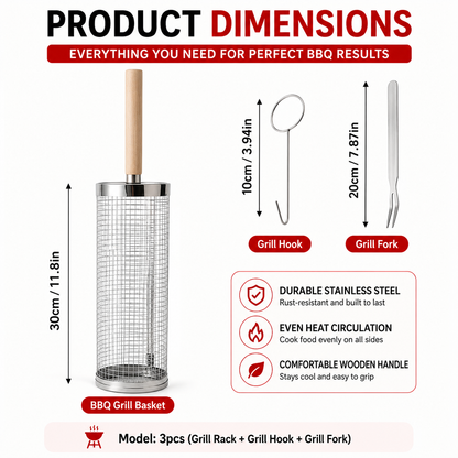 Premium Stainless Steel BBQ Grill Basket