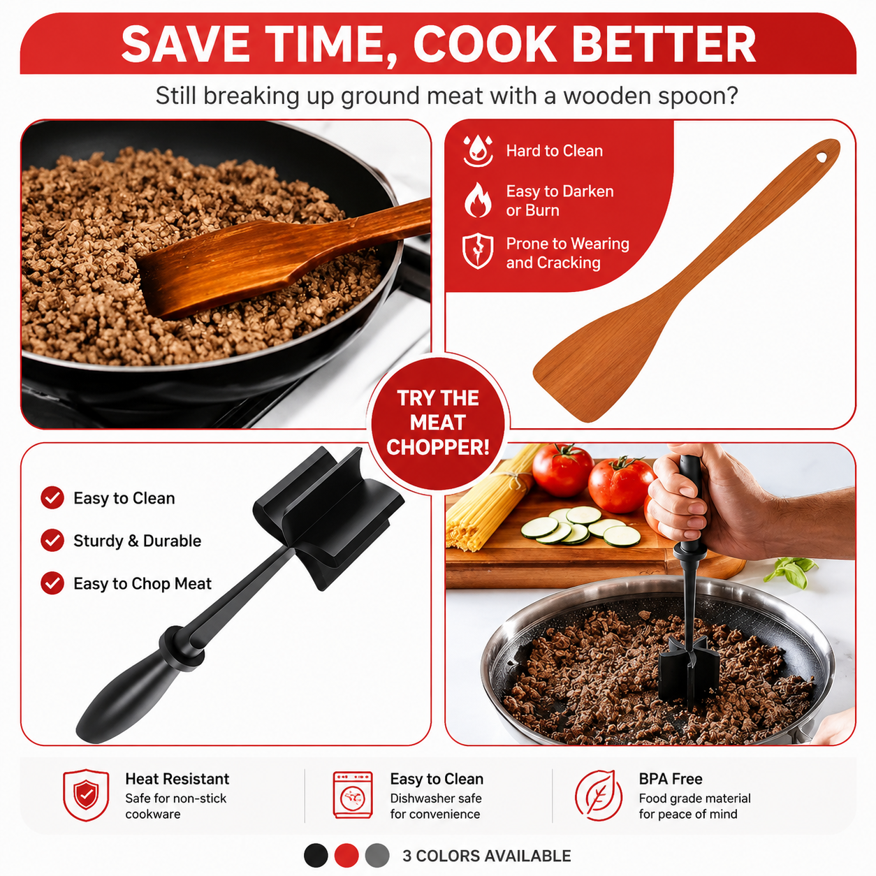 Multi-Purpose Meat Chopper & Food Masher