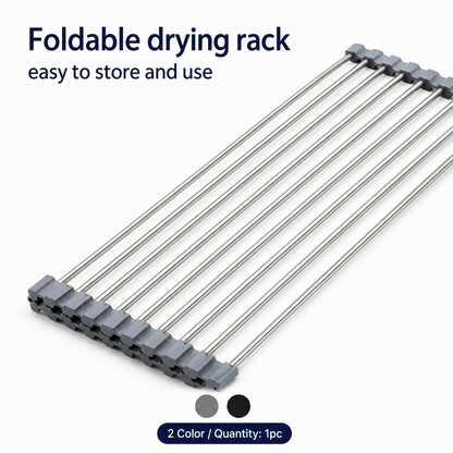 Roll-Up Stainless Steel Dish Drying Rack & Sink Organizer