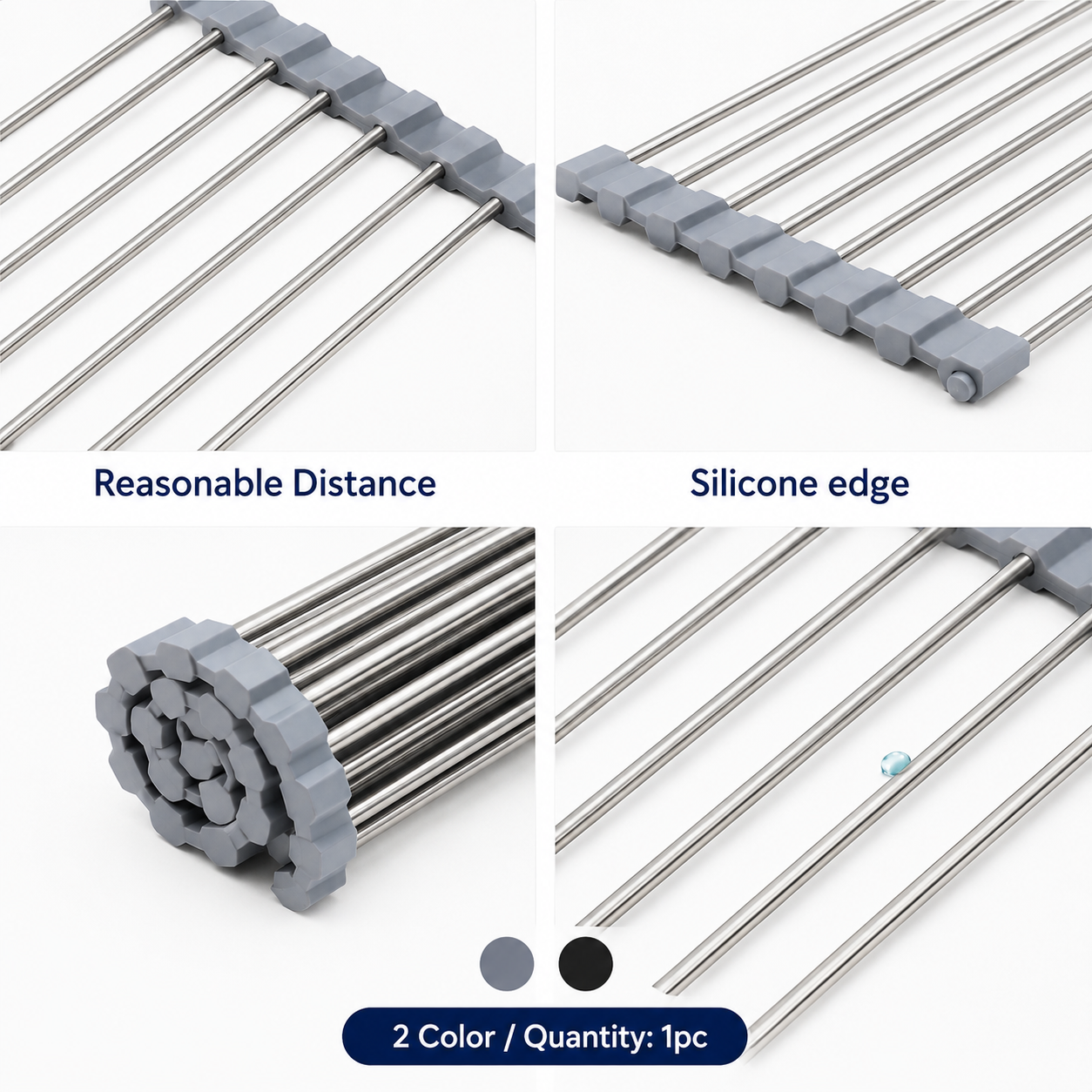 Roll-Up Stainless Steel Dish Drying Rack & Sink Organizer