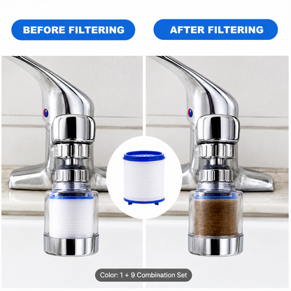 Anti-Splash Faucet Filter Spray Head – 1 Filter Head + 9 Replacement Filters