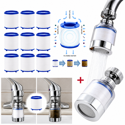 Anti-Splash Faucet Filter Spray Head – 1 Filter Head + 9 Replacement Filters