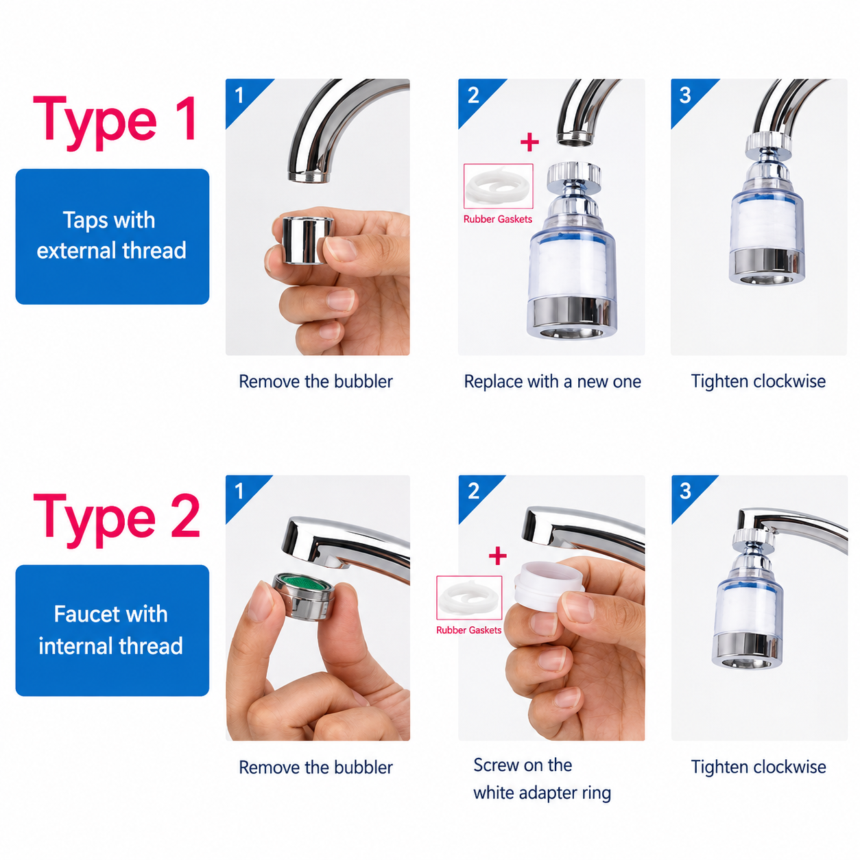 Anti-Splash Faucet Filter Spray Head – 1 Filter Head + 9 Replacement Filters